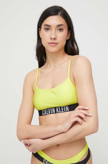 Plavková podprsenka Calvin Klein zelená barva, mírně vyztužený košík