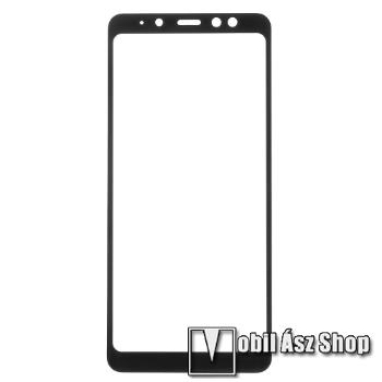 Előlap védő karcálló edzett üveg, TELJES KIJELZÕT VÉDI! - FEKETE - 0,33mm, Arc edge - SAMSUNG Galaxy A8 Plus (2018)