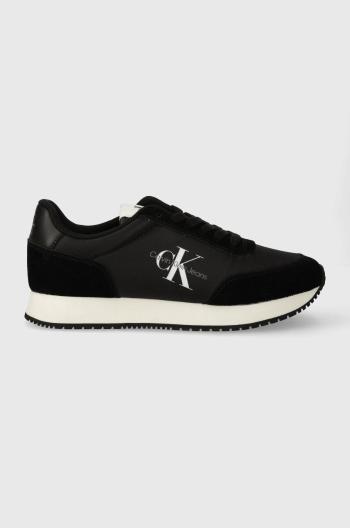 Sneakers boty Calvin Klein Jeans RETRO RUNNER LOW LACE NY ML černá barva, YW0YW01326