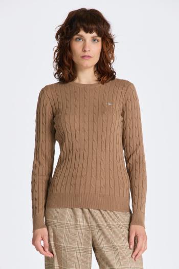 SVETR GANT STRETCH COTTON CABLE C-NECK MOLE BROWN