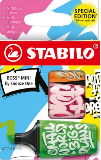 Zvýrazňovač - STABILO BOSS MINI by Snooze One - 3 ks sada - oranžová, růžová, zelená