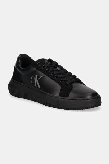 Kožené sneakers boty Calvin Klein Jeans CHUNKY CUPSOLE LTH MG LTH černá barva, YW0YW01614