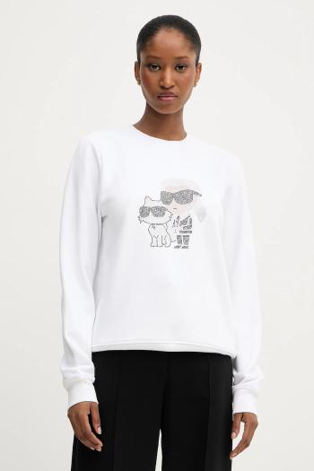 Mikina Karl Lagerfeld biela farba, s potlačou, A3W20069