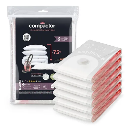 Compactor Sada vakuových úložných pytlů Aspispace XL 6 ks, 140 l, 80 x 130 cm, 6 ks