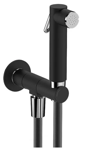 SAPHO Nástěnný ventil s ruční bidetovou sprškou a bezpečnostní pojistkou,kulatý,černá mat SG107NE