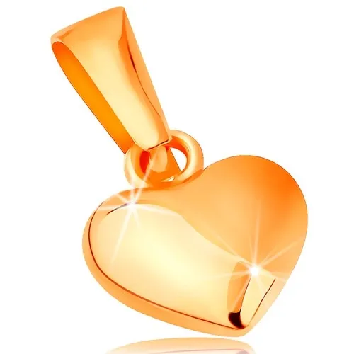 Přívěsek ve žlutém 14K zlatě - pravidelné vypouklé srdíčko, lesklo-matné