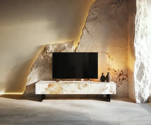 TV stolek Cuor 150 cm keramika Minas Melange bílá béžová 1