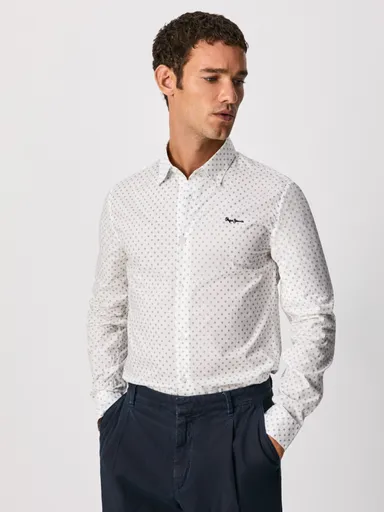 Pepe Jeans pánská bílá tečkovaná košile PM307122800 M