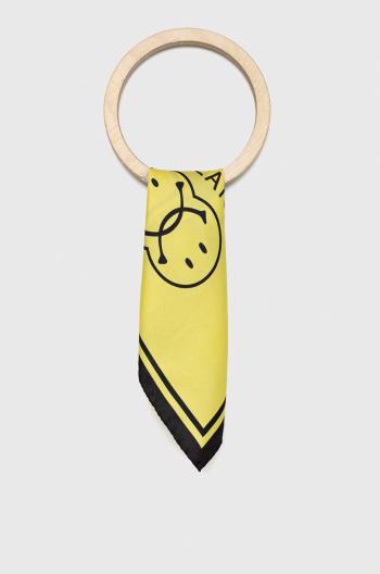 Hedvábný kapesníček Moschino x Smiley žlutá barva