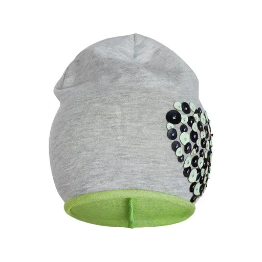 New Baby Jarní čepička  srdíčko šedo-fialová, vel. 86/92