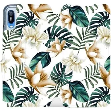 Flipové pouzdro na mobil Huawei Y6 2019 - MC07P Zlatavé květy a zelené listy (5903226884902)