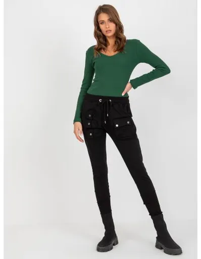 Dámské tepláky s kapsami s klopou CLARETTE černé