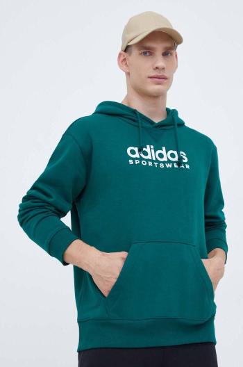 Mikina adidas pánská, zelená barva, s kapucí, s aplikací