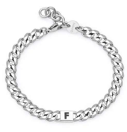 S'Agapõ Pánský ocelový náramek s písmenem F Monogram SMG16
