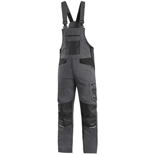 Canis (CXS) Pánské pracovní kalhoty s laclem CXS SOLIS FLEX - Šedá / černá | 52
