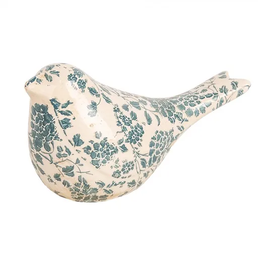 Keramická dekorace ptáček se zelenými květy Tien French M - 22*9*12 cm 6CE1950M
