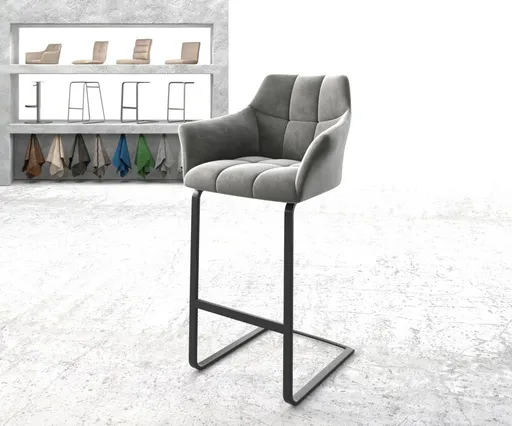 Barová židle Yulo-Flex samet šedá konzolová podnož plochá