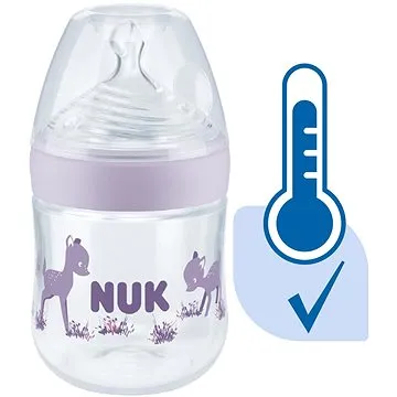 NUK Nature Sense kojenecká láhev s kontrolou teploty 150 ml fialová