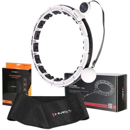 HMS SET HHM16 + BR163 Sada masážní obruče se závažím a zeštíhlujícího pásu, bílá, velikost