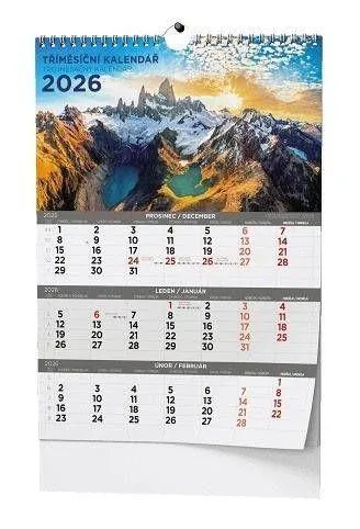 Kalendář nástěnný A3 tříměsíční Obrázkový