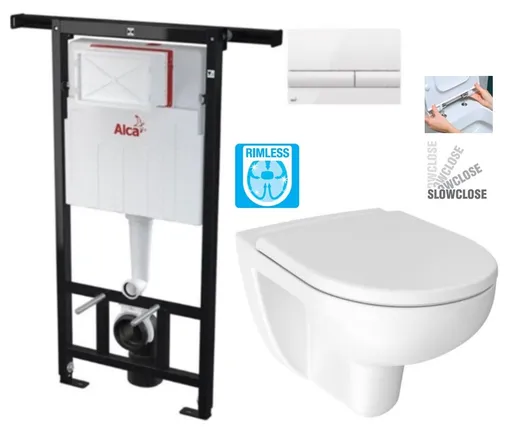 ALCA Jádromodul předstěnový instalační systém s bílým tlačítkem M1710 + WC JIKA LYRA PLUS RIMLESS + SEDÁTKO DURAPLAST SLOWCLOSE AM102/1120 M1710 LY2