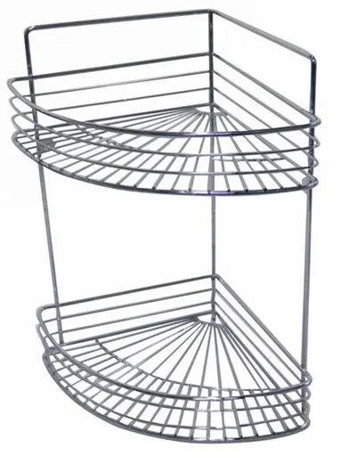 Rohová dvoupatrová polička do koupelny TORO 37,5x31cm