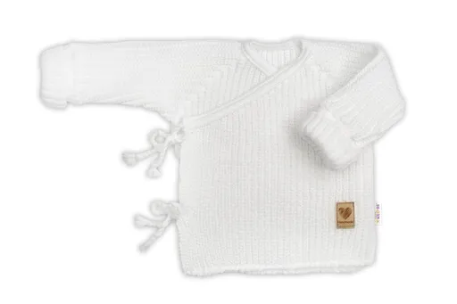 Baby Nellys Kojenecký svetřík, rostoucí, na zavazování na boku - bílá, 62/68