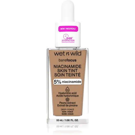 Wet n Wild BareFocus Niacinamide Skin Tint lehký hydratační make-up odstín Deep (Warm) 32 ml