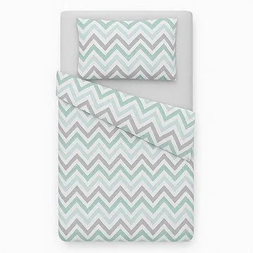 BabyTýpka 3-dílná sada povlečení - Cikcak Mint Grey  (8594201222191)