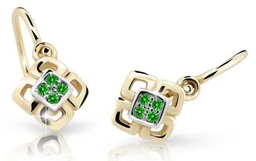 Cutie Jewellery Dětské bicolor náušnice ze žlutého zlata C2240-10-X-1 zelená