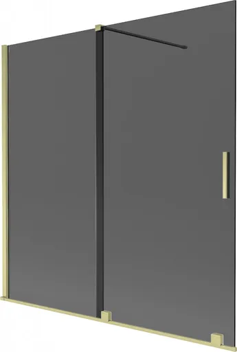 MEXEN/S Velar dvoukřídlá posuvná vanová zástěna 160 x 150, grafit, zlatá kartáčovaná 896-160-000-41-55