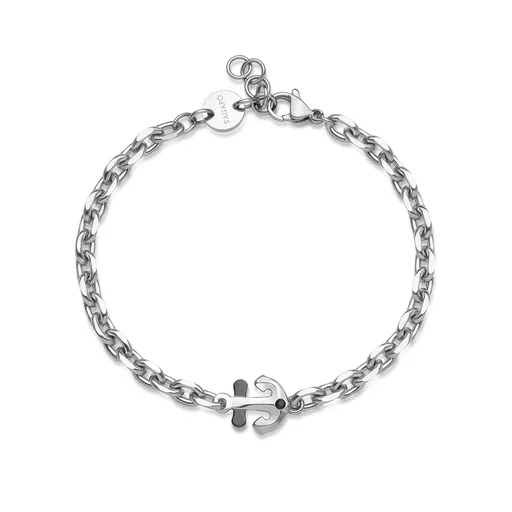 S'Agapõ Ocelový náramek pro muže Kotva se zirkonem Nautika SNK19