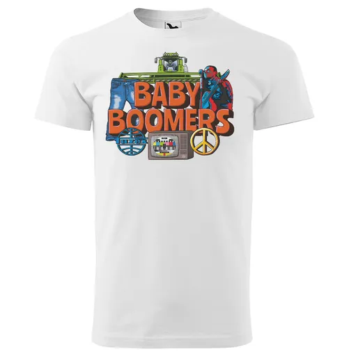 Tričko Baby Boomer   (Velikost: XS, Typ: pro muže, Barva trička: Bílá)