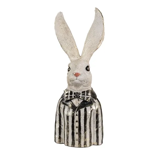Dekorace busta zajíc se zlatou patinou a v pruhovaném saku - 16*14*42 cm 6PR4090