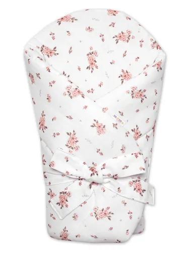 Baby Nellys Mušelínová zavinovačka s výztuží Little Flowers, 75x75cm, bílá