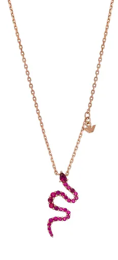 Emporio Armani Dámský pozlacený náhrdelník Had s fuchsiovými zirkony EG3613221