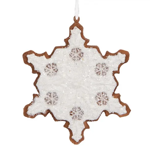 Závěsná dekorace perníková vločka Frosted Ginger - 9*1*10 cm Clayre & Eef