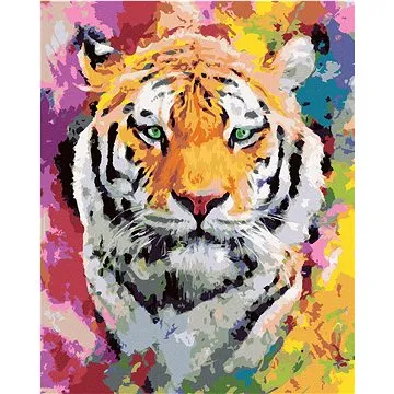 Diamondi - Diamantové malování - TYGR V BARVÁCH, 40x50 cm, bez rámu a bez vypnutí plátna (603914A)