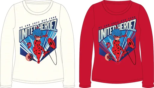 Eplus Dívčí tričko s dlouhým rukávem - Miraculous, červené Velikost - děti: 146