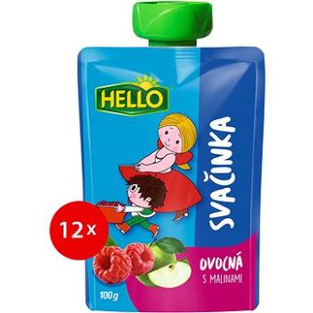 HELLO ovocná kapsička s malinami 12× 100 g (8590014639249)