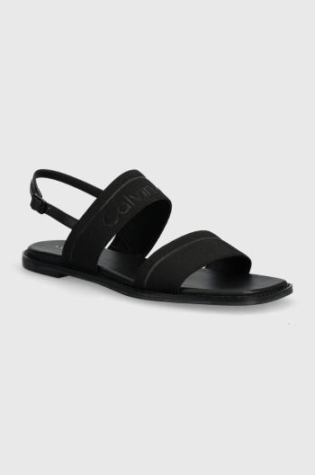 Sandály Calvin Klein FLAT SANDAL HE dámské, černá barva, HW0HW01990