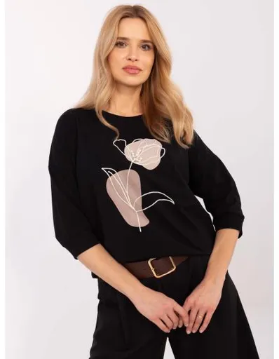 Černá bavlněná halenka s výšivkou