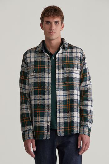 KOŠILE GANT HERRINGBONE CHECK OVERSHIRT TARTAN GREEN