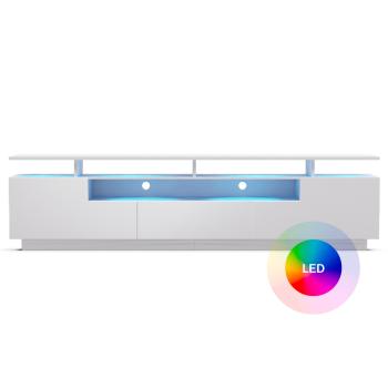 Blumfeldt Perth Lowboard, TV skříňka, LED, 3 police, bílá, 195 x 33 x 50 cm, LED