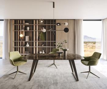 Jídelní stůl Edge oválný 200x100 keramika Laminam® Emperador