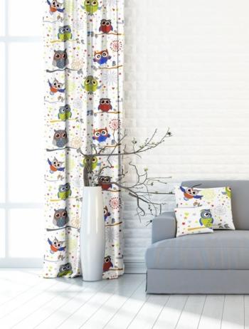 Záves dekoračný alebo látka, New York Veselé sovy, 150 cm 150 cm