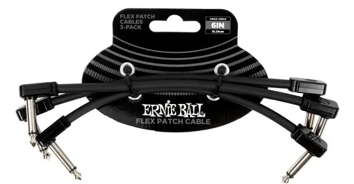 Ernie Ball Flex Patch Cable 6" Black 3-Pack