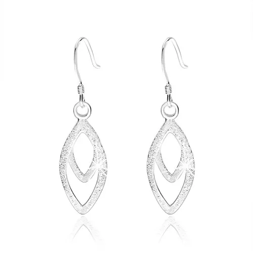 Zářivé náušnice ze stříbra 925, kontura dvou oválů, třpytivý povrch