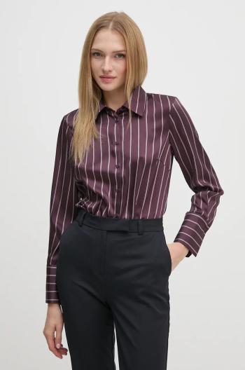 Košile Sisley dámská, fialová barva, regular, s klasickým límcem, 5WDJLQFF7