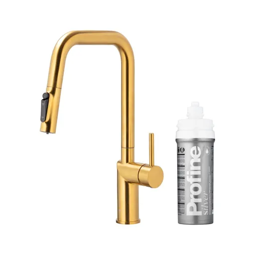 KFA Baterie dřezová DUERO PURE STYLE výsuvná s filtrací broušené zlato 6623-314-31